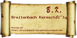 Breitenbach Keresztély névjegykártya